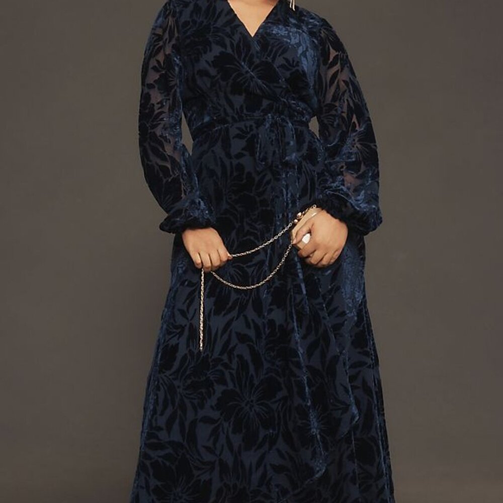 New Anthropologie Hutch Long-Sleeve V-Neck Wrap Midi Dress - Picture 8 of 10